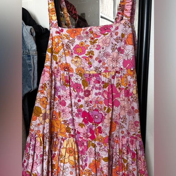Floral Pink and Orange Maxi Dress - Picture 3 of 5